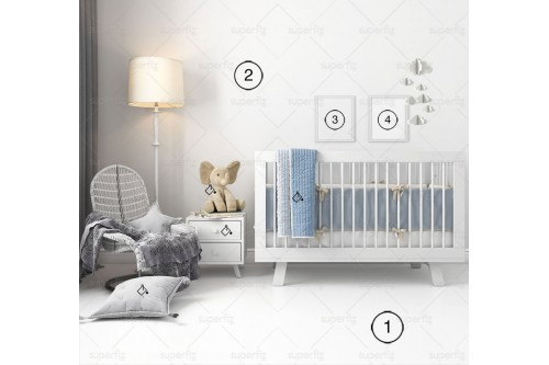 mockup de parede chão e tapete de quarto de bebê