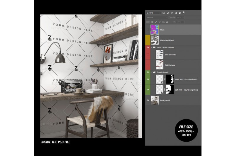 Home Office Mockup to change the wall surface