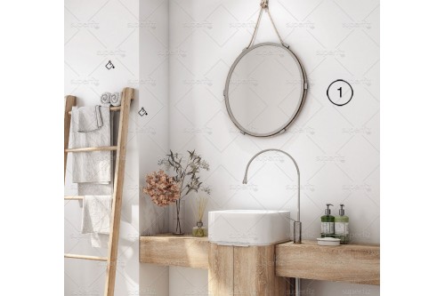 mockup bathroom blank wall