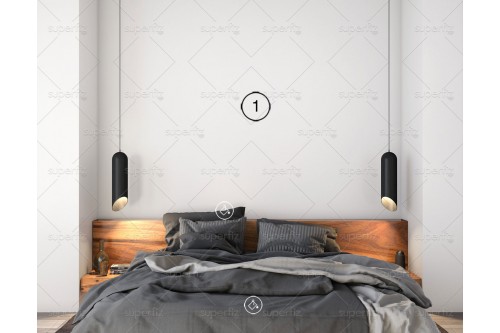 Wall mockup bedroom scene