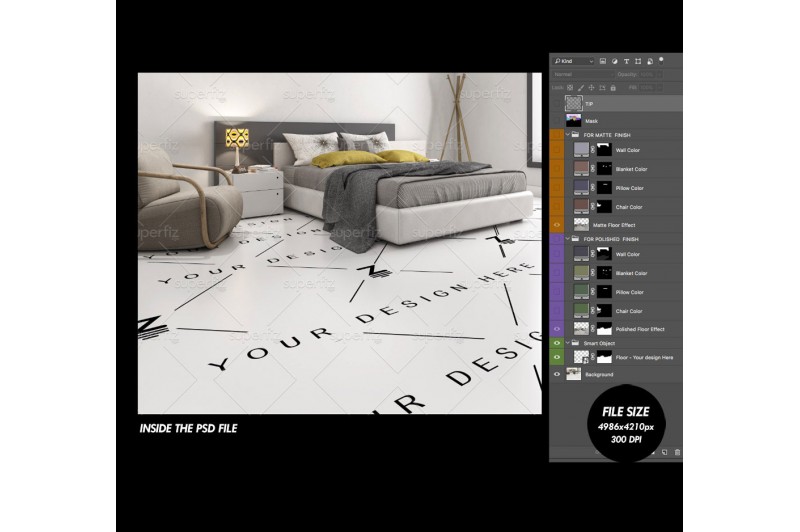 Bedroom Mockup to change the floor surface