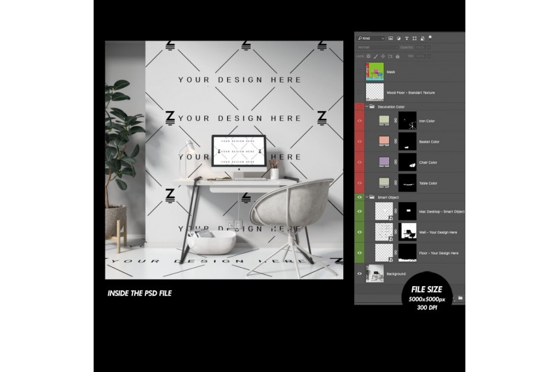 Mockup de Interior para trocar a superficie da parede SM98-2