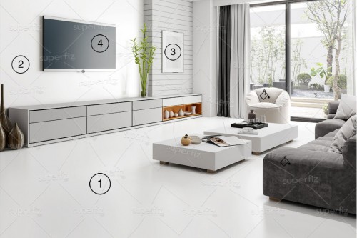 mockup salón suelo y pared