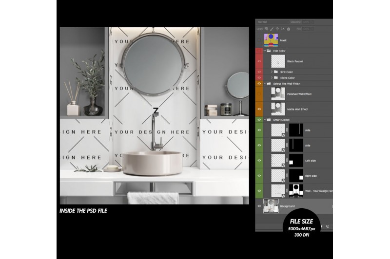 Bathroom Mockup to change the wall surface