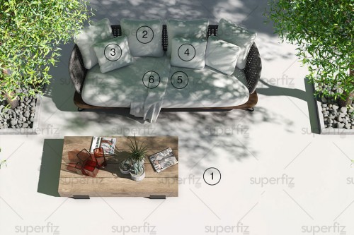 Outdoor Mockup floor and pillows