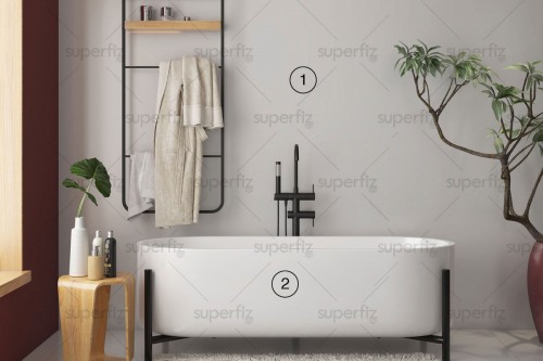 Bathroom mockup blank wall