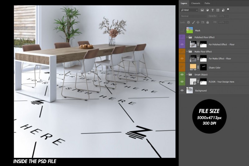 Mockup de Interior para trocar a superfície do chão