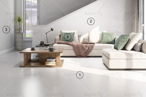 mockup de salón suelo blanco