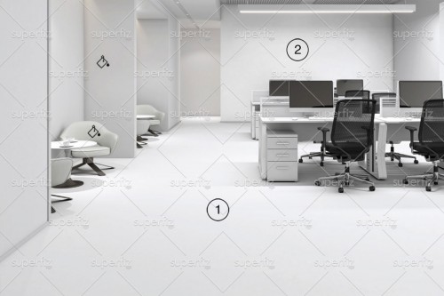 mockup de oficina con suelo y pared blanco