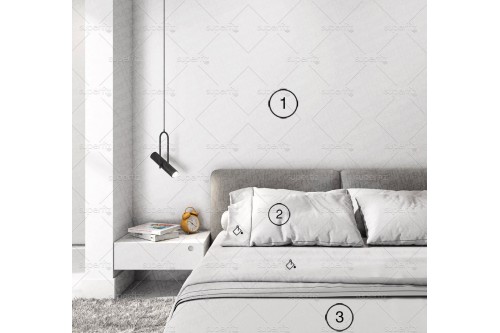 mockup de dormitorio con pared blanca