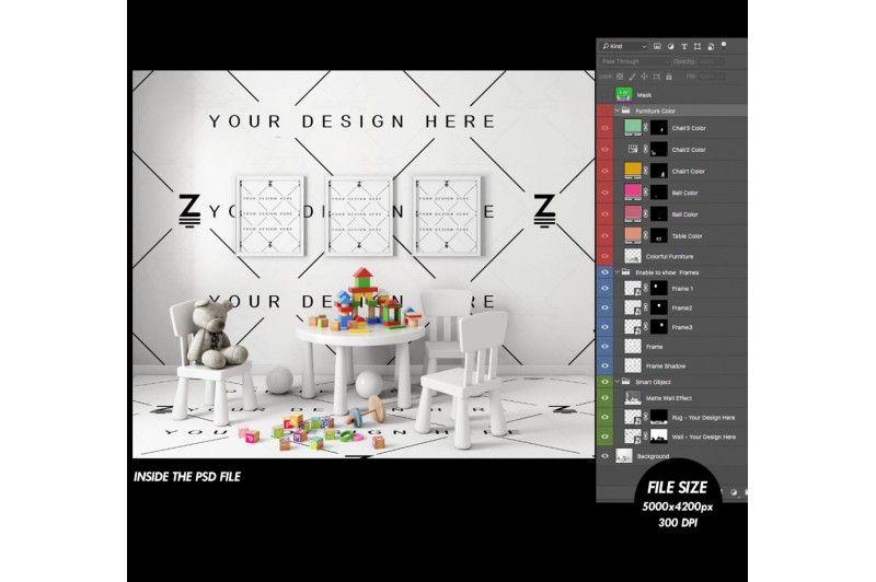 Kids room Mockup to change the wall surface SM114-5