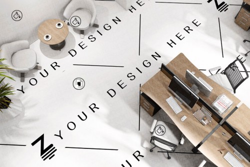 mockup de escritorio chão branco