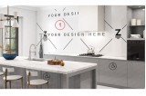 mockup de cocina con pared blanca mockup de cocina con pared blanca