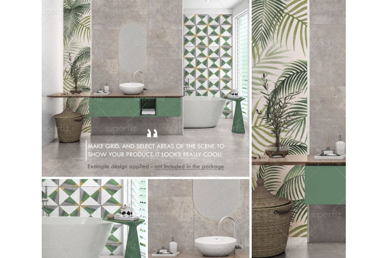 Mockup de Baño para cambiar la superficie del suelo y pared SM136