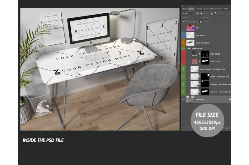 psd home office mockup