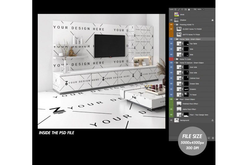 psd mockup de mueble de tv