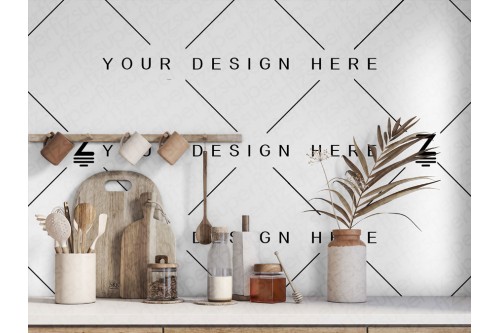 mockup de pared de cocina