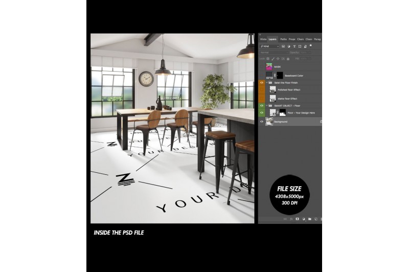 interior room psd mockup industrial style