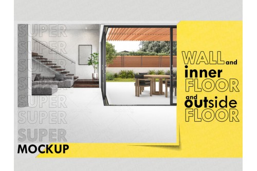 indoor and outdoor scene mockup