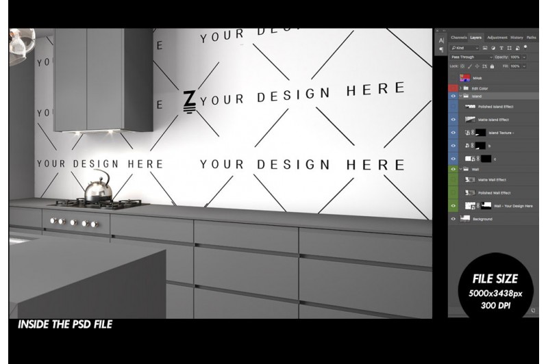 psd mockup  kitchen scene