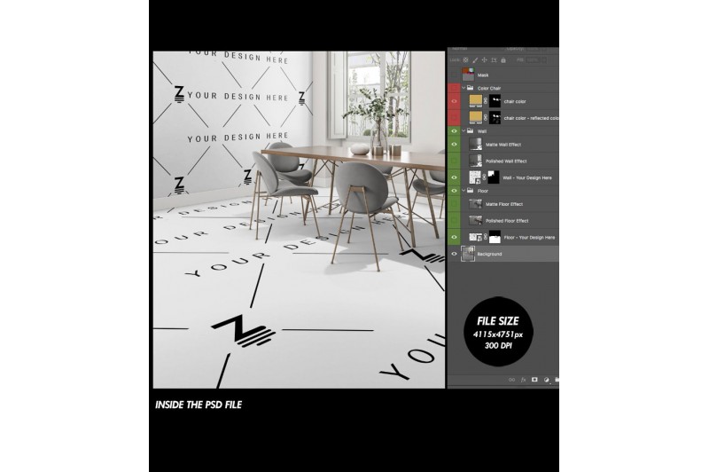 mockup psd para  cambiar suelo y pared