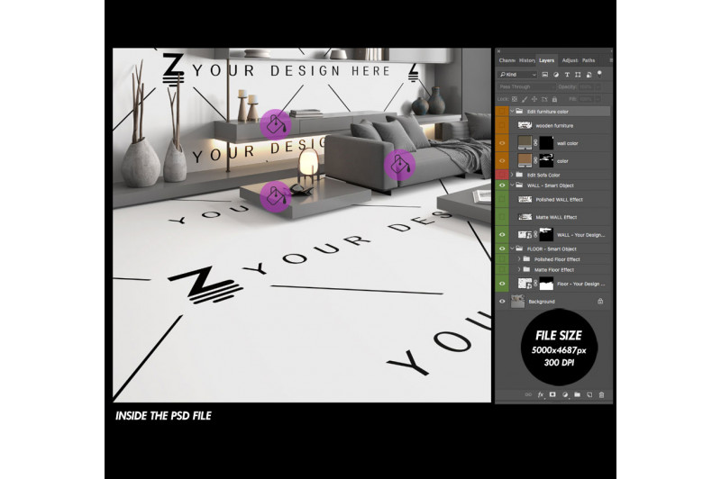 psd livingroom scene mockup