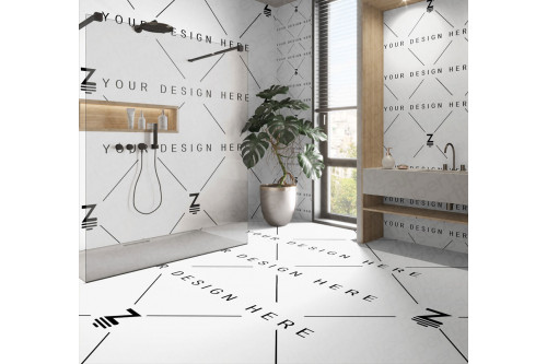 ceramic tile bathroom mockup