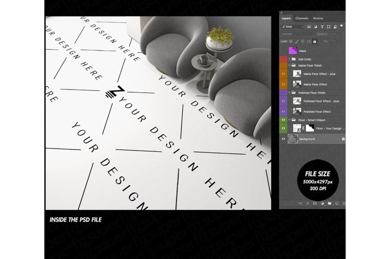 Mockup de Sala para trocar a superficie do chão SM206