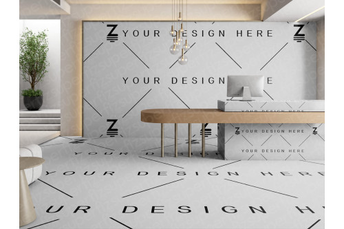 cena do lobby do hotel para mudar o chão e a parede