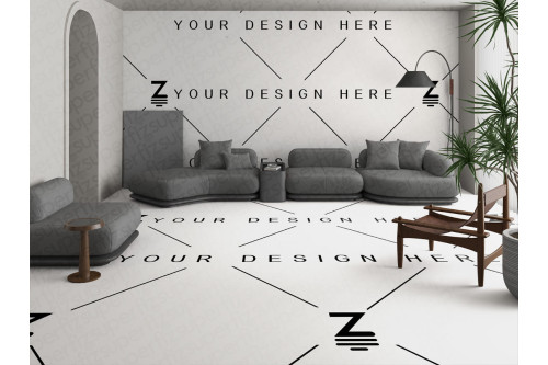 Template de sala para aplicação de azulejos de piso e parede