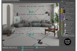 living room scene psd mockup