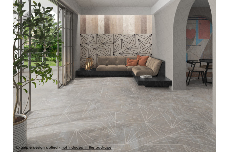 template with cutouts for applying tiles