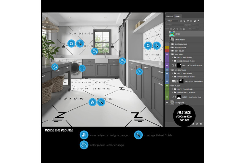 3D laundry psd mockup