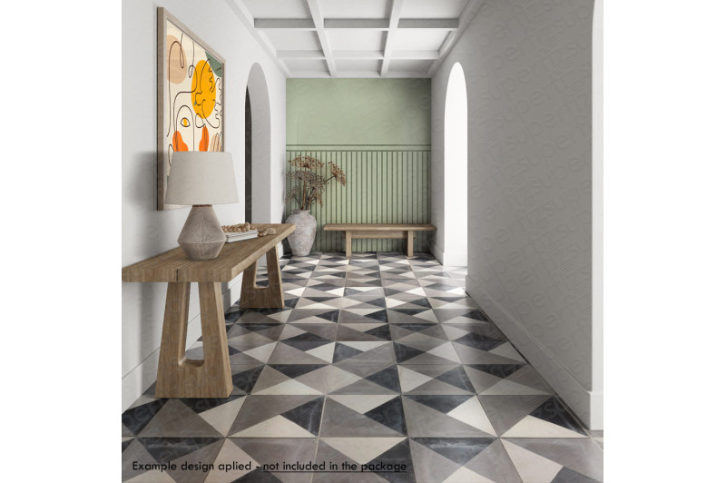 Maquete de hall de entrada moderno com padrões de piso e parede personalizáveis ​​para apresentações realistas.