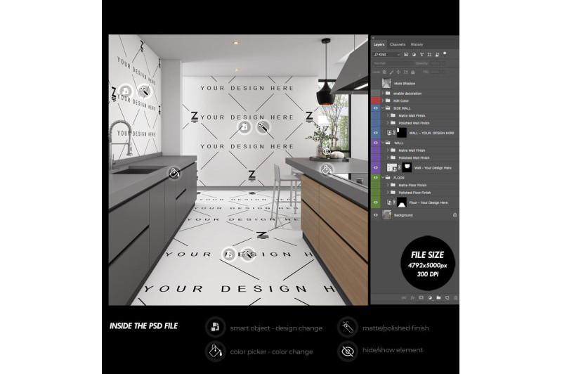 Mockup PSD de alta resolução para designers de interiores e profissionais de marketing