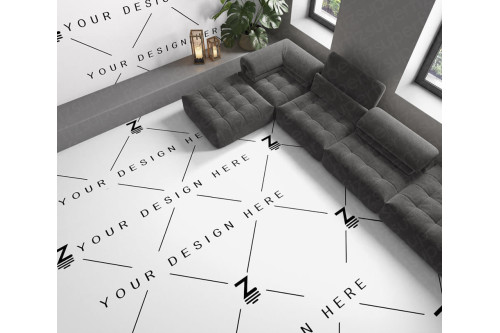 Editable mockup of a minimalist room with a customizable floor design.