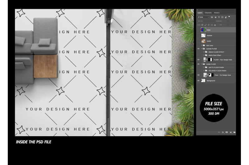 Smart PSD template for tile designers and architects