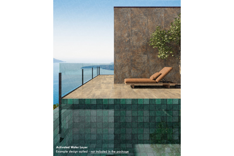 Visualize revestimentos de parede e piscina com realismo profissional