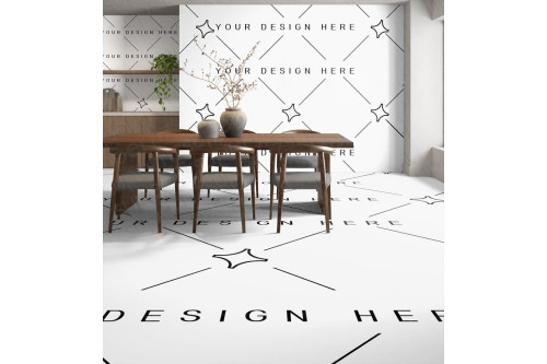 dining room mockup with floor and wall cutouts