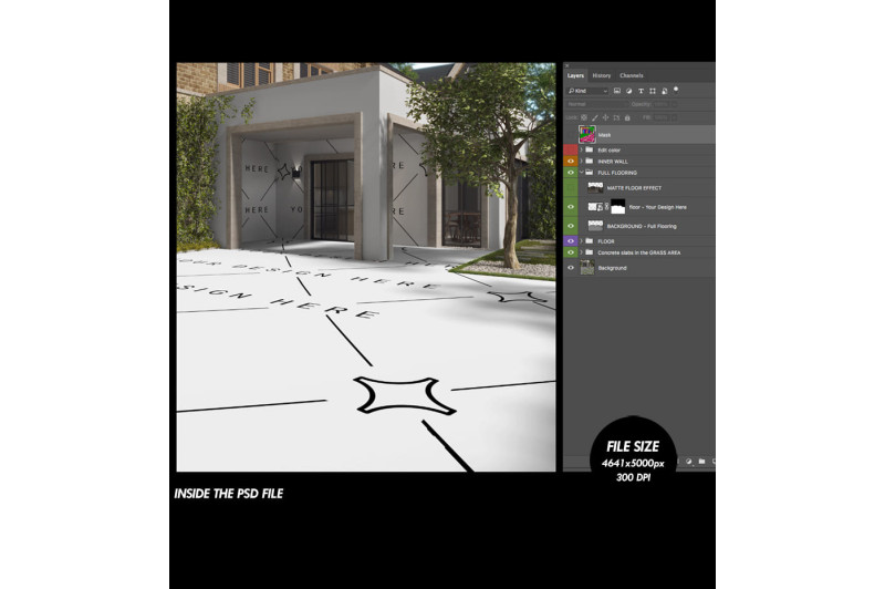 Interior view of the PSD file: organized layers, smart objects, and clearly identified editable areas