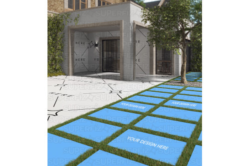 Base template ready to customize: insert your designs into the smart objects on the floor and walls.