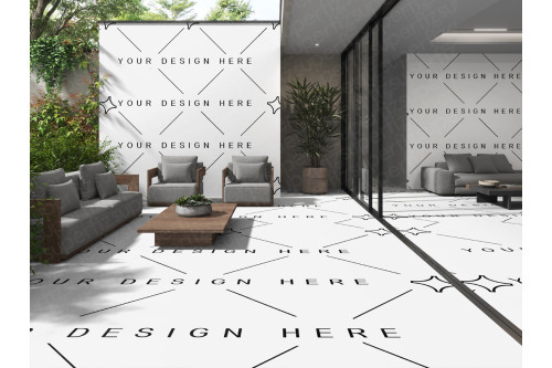 Mockup de área interna y externa integradas