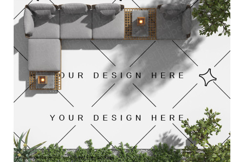 Maqueta de patio con vista superior, ideal para repetir patrones de azulejos.