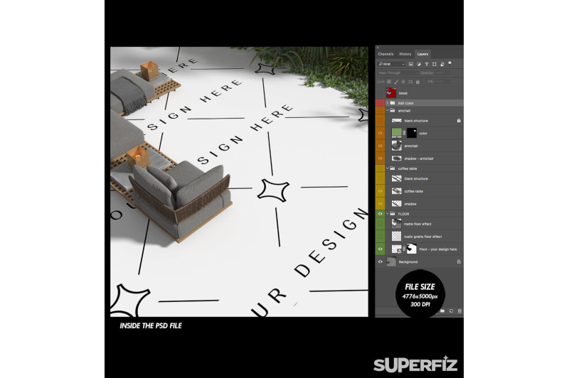 surface design mockup PSD