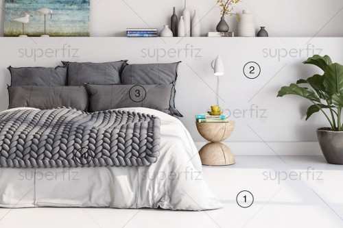 Bedroom Mockup blank Floor Wall