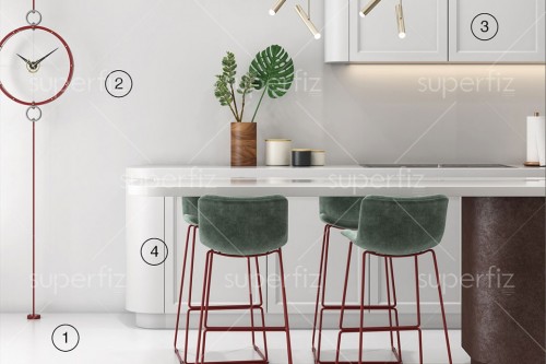 mockup de cocina suelo y pared blanco