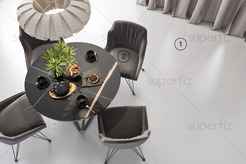 mockup de comedor suelo blanco