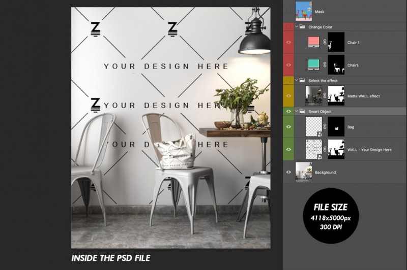 Mockup de Espacio Comercial para cambiar la superficie de la pared