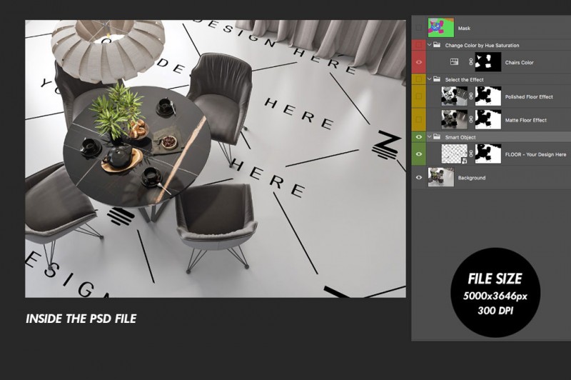 Mockup de Comedor para cambiar la superficie del suelo