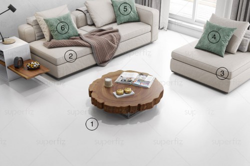 mockup de salón suelo blanco